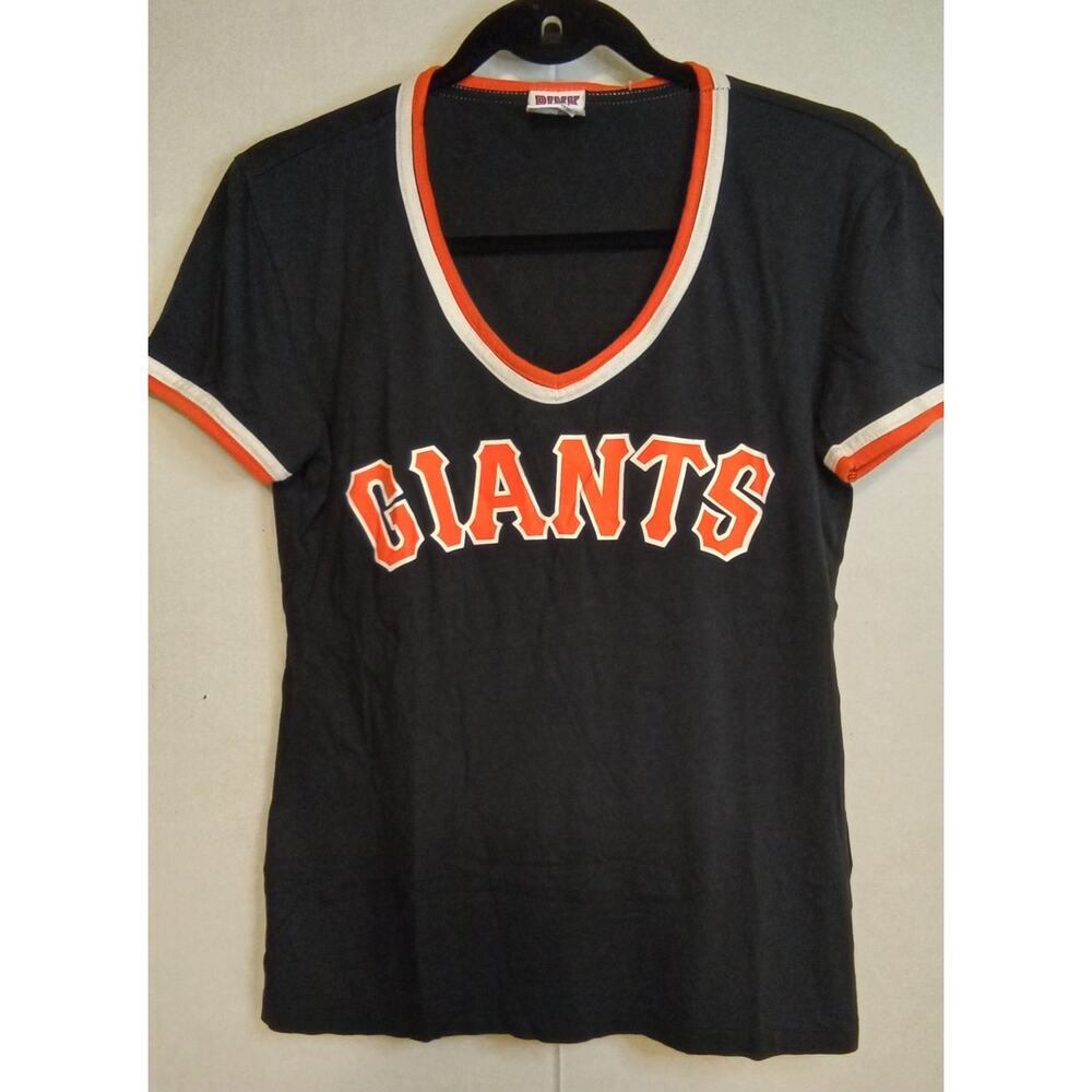 San Francisco Giants Pink Victoria Black V-Neck Shirt Women Large